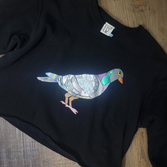 LB2 Montreal Holographic Pigeon Unique Cropped Sweater - Size Large - Picture 3 of 8